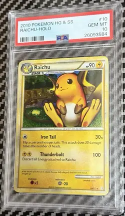 2010 Pokemon Heartgold Soulsilver # 10 Raichu Holo PSA 10 Card GEM MINT! HGSS - Image 3
