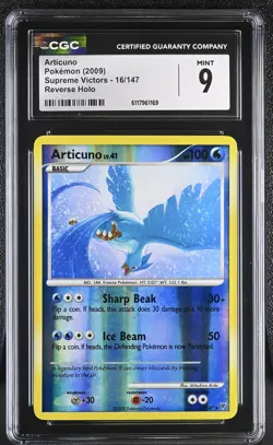 CGC 9 MINT Articuno 2009 Supreme Victors 16/147 Reverse Holo Pokemon Card - Image 1