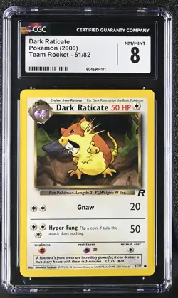 2000 Team Rocket #51/82 Dark Raticate CGC 8 - Image 1