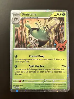 Pokemon TCG Halloween Trick Or Trade 2024 Sinistcha #22/167 Cosmos Rare - Image 1