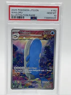 2025 POKEMON JTG EN-JOURNEY TOGETHER ILLUSTRATION RARE #162 WAILORD PSA 10 - Image 1