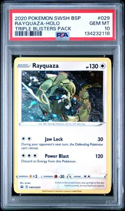 2020 Pokemon SWSH Rayquaza Holo Triple Blisters Pack BSP Promo #029 PSA 10 - Image 1