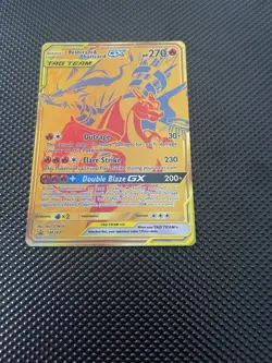 Pokemon Reshiram & Charizard GX Promo Gold Foil SM247 Sun & Moon 270 HP - Image 1