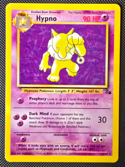 Pokemon WOTC Card - Hypno - Fossil Set - Non-Holo Rare - 23/62 - NM - Image 1