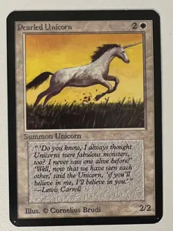 Magic the Gathering MTG Alpha Pearled Unicorn NM (Beta Bob) - Image 1