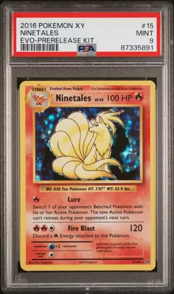 2016 Pokemon XY Evolutions Ninetales Prerelease Promo #15 PSA 9 MINT - Image 1