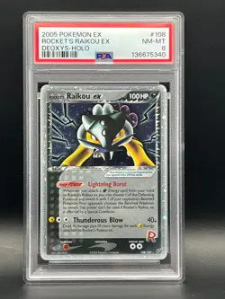 PSA NM-MT 8 -Rocket's Raikou Ex 108/107 Secret Rare Holo-Pokemon 2005 Ex Deoxys - Image 1