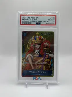 2023 ONE PIECE JPN PROMOS WEEKLY SHONEN JUMP-ISSUE 36-37 MONKEY D. LUFFY PSA 10 - Image 1