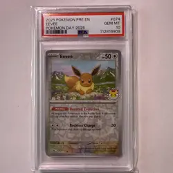 2025 POKEMON PRE EN-PRISMATIC EVOLUTIONS POKEMON DAY 2025 #074 EEVEE PSA 10 - Image 1