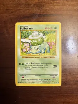 Pokemon TCG Bulbasaur Shadowless Base Set Common Card LP 44/102 - Image 1