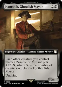 Hancock Ghoulish Mayor Extended Art 0382 MTG PIP Fallout Rare NP - Image 1