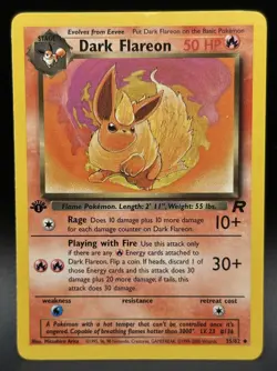 Dark Flareon 35/82 1st Edition Pokemon Team Rocket LP - 0170 - Image 1