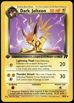 Dark Jolteon - 38/82 - Pokemon Team Rocket 1st Edition Card LP - Image 1