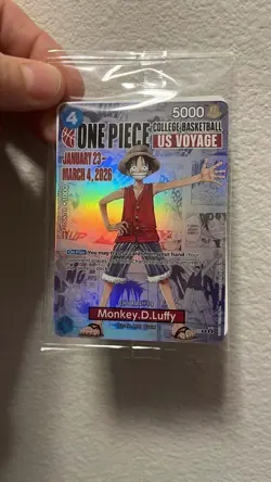 One Piece Monkey D. Luffy US Voyage College Basketball Promo Card Rare - Image 1