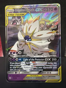 Pokemon TCG Solgaleo & Lunala GX Holo Card 75/236 Sun & Moon Cosmic Eclipse - Image 1