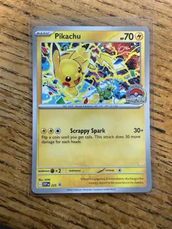 *DAMAGED* Pikachu - 225 (World Championship 2025) Scarlet & Violet Promo Card - Image 1