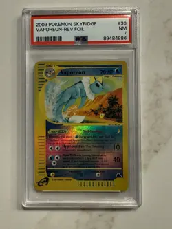 Pokemon Vaporeon 2003 Skyridge Holo Reverse 33/144 WOTC English PSA 7 - Image 1