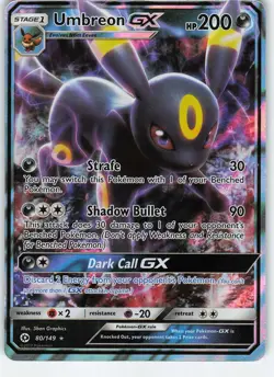 Umbreon GX 80/149 Ultra Rare Holo SM Base Set NM Pokemon - Image 1