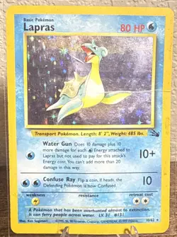 Pokemon TCG Lapras Fossil Holo Unlimited Rare Card 10/62 HP - Image 1