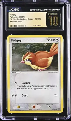 CGC 10 PRISTINE Pidgey EX Fire Red & Leaf Green 73/112 Reverse Holo Pokemon Card - Image 1
