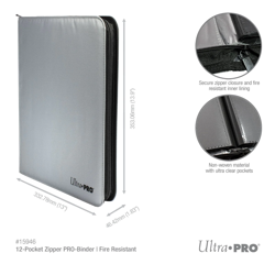 Ultra PRO 12 Pocket Zippered Pro Binder Fire Resistant 480 Cards Holder Storage - Image 3
