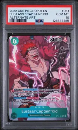 2022 One Piece Eustass "Captain" Kid OP01-051 Alternate Art PSA 10 Pre-errata - Image 1