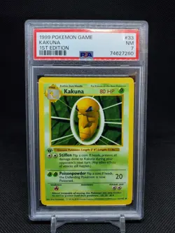 1999 Kakuna 33/102 Base Set 1st Edition PSA 7 NM Pokemon TCG - Image 1