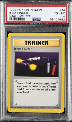 1999 POKEMON BASE SET SHADOWLESS #74 ITEM FINDER PSA 4 - Image 1