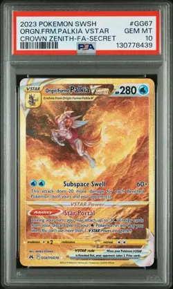 Pokemon SWSH PALKIA VSTAR Crown Zenith Full Art GG67/GG70 PSA 10 💎 GEM MINT - Image 1
