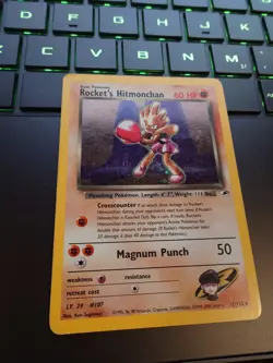 Pokemon Rocket's Hitmonchan 11/132 GYM SWIRL Holo Rare LP-NM - Image 2