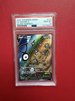 2022 Pokemon SWSH Unown V 177/195 Silver Tempest PSA 10 Alt Art - Image 1