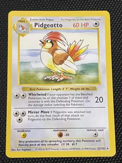 Pidgeotto 22/102 Shadowless 1999 Pokemon Base Set LP+ - Image 1