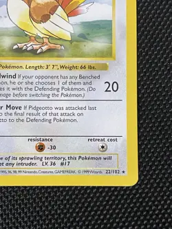 Pidgeotto 22/102 Shadowless 1999 Pokemon Base Set LP+ - Image 4