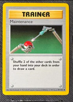 MAINTENANCE 83/102 UC BASE SET SHADOWLESS POKEMON LP/NM - Image 1