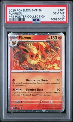 Flareon 167 Prismatic Evolutions Poster Collection PSA 10 Pokemon - Image 1