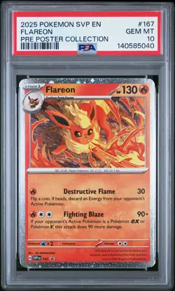 Flareon 167 Prismatic Evolutions Poster Collection PSA 10 Pokemon - Image 1