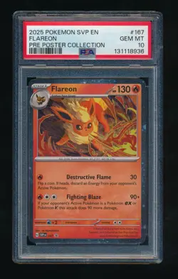 PSA 10 FLAREON 167 PRISMATIC EVOLUTION POSTER COLLECTION PROMO 2025 POKEMON TCG - Image 1