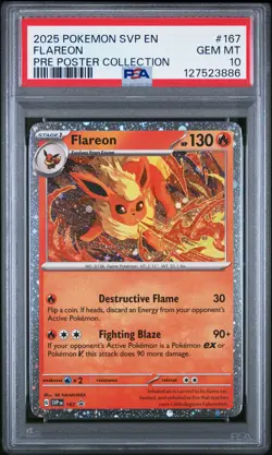 2025 POKEMON SVP PROMO PRISMATIC EVOLUTION POSTER COLLECTION #167 FLAREON PSA 10 - Image 1