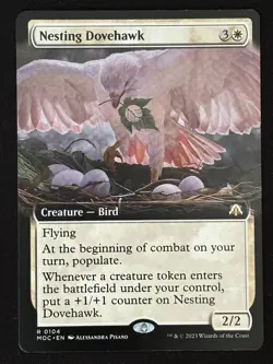 1x MTG Nesting Dovehawk (Extended Art) - Commander: March of the Machine (MOC) - Image 1