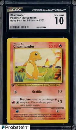 2000 Pokemon Base Set 1st Edition #46/102 Charmander Italian CGC 10 GEM MINT - Image 1