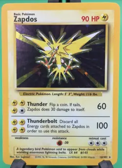 Zapdos - 16/102 - Pokemon Base Set Unlimited Holo Rare Card WOTC NM - Image 1