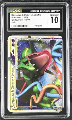 CGC 10 GEM MINT Rayquaza & Deoxys LEGEND Undaunted Top 89/90 Holo Pokemon Card - Image 1