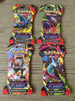 Pokemon TCG Mega Evolution Phantasmal Flames 4x Sleeved Booster Pack Art Set NEW - Image 1