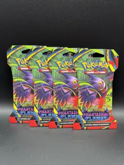 Lot of (4) Pokemon TCG Mega Evolution Phantasmal Flames Sleeved Booster Pack NEW - Image 1