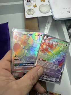 POKEMON TCG (2) Rainbow Rares: Eternatus VMAX 192/189 Darkness Ablaze + Tapu But - Image 1