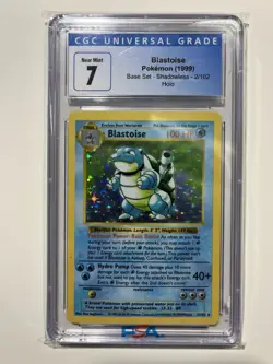 Pokemon Base Set Shadowless Blastoise Holo 2/102 CGC 7 - Image 1