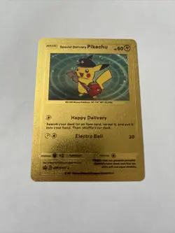 Special delivery Pikachu Gold Pokemon Card Great Condition - Image 1