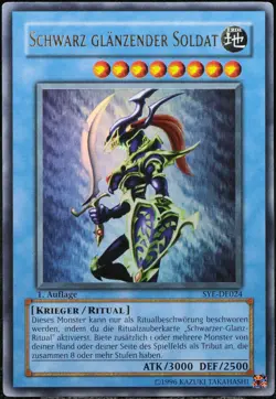 Yu-Gi-Oh! Schwarz Glanzender Soldat SYE-DE024 1.Edition Ultra Rare [EX]| DE 2004 - Image 1