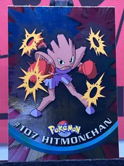 Hitmonchan #107 Topps TV Animation Edition Blue Label Foil Holo Pokemon Card - Image 3