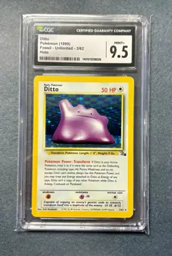CGC 9.5 MINT+ Ditto 1999 Fossil 3/62 Holo Pokemon Card - Image 1